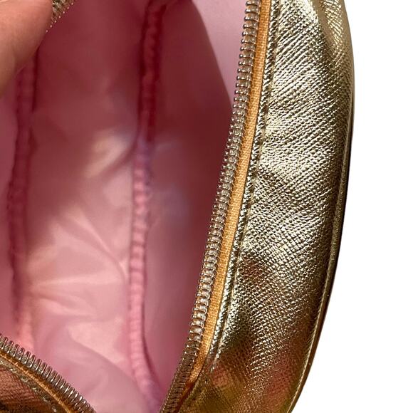 Vince Camuto Metallic Rose Gold Cosmetic Makeup Bag - Picture 7 of 7